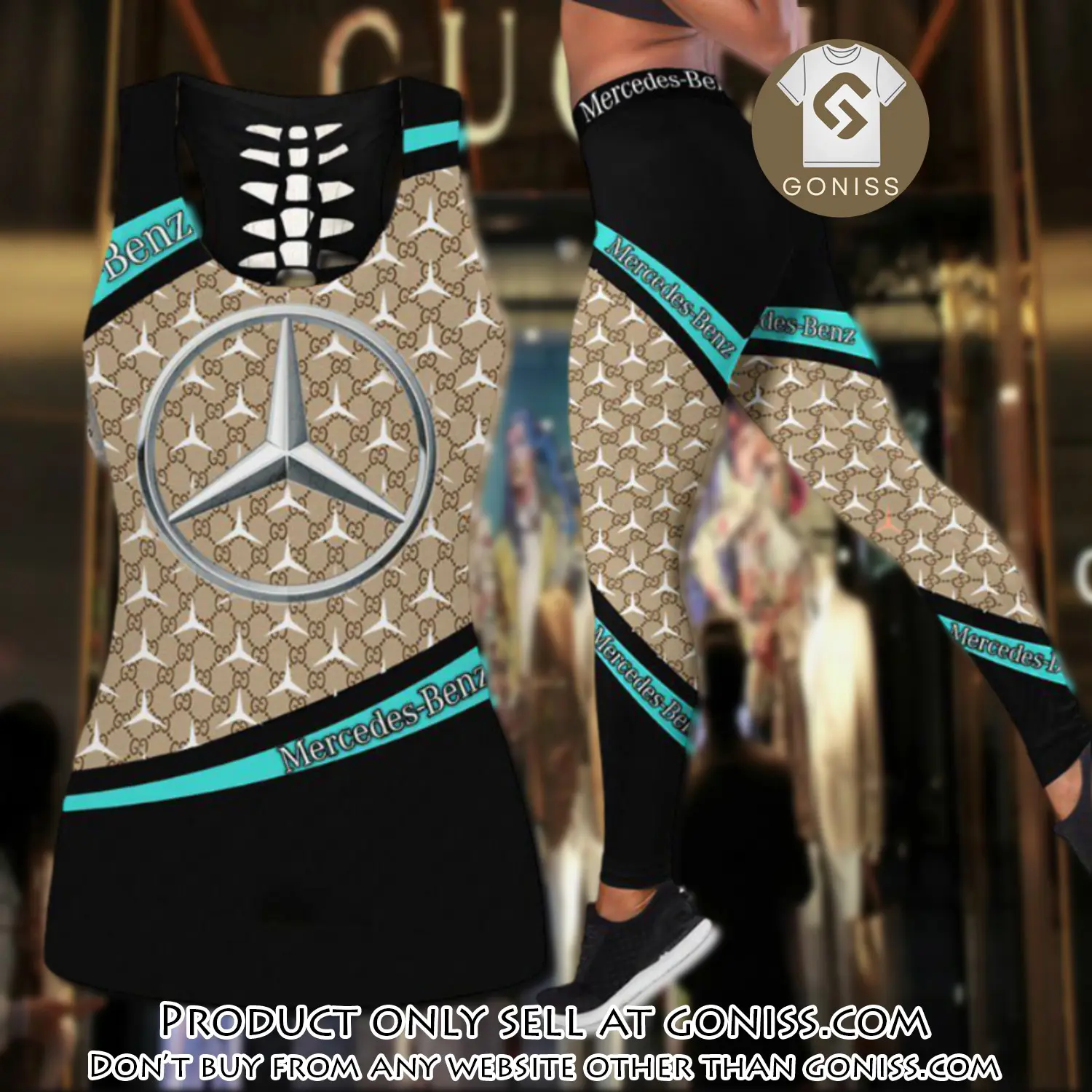 Gucci mercedes tank top leggings set luxury brand for women yoga gym gn0445328